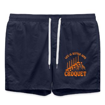 Life is better with Croquet - Badeshorts - French Navy - Vorne - AI Model Male 185 light (185cm)