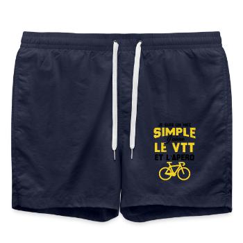 Je suis un mec simple j'aime le VTT et l'apéro - Short de bain - bleu marine - Devant - AI Model Male 185 light (185cm)