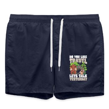 Do You Like Travel Lets Talk Yesterday - Badeshorts - French Navy - Vorne - AI Model Male 185 light (185cm)
