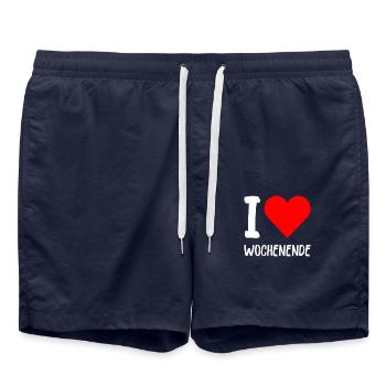 I Love Wochenende Wochenend Liebe Endlich Freitag - Badeshorts - French Navy - Vorne - AI Model Male 185 light (185cm)