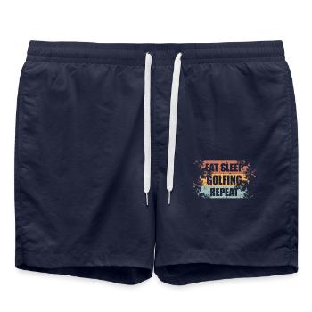 Trampolining Spruch lustig - Badeshorts - French Navy - Vorne - AI Model Male 185 light (185cm)
