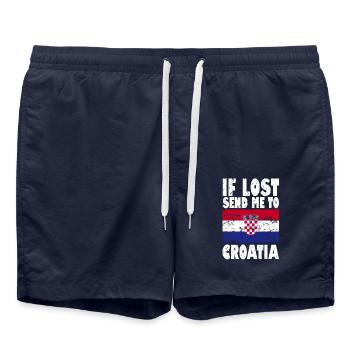 Croatia Flag Saying - Swim Trunks - french navy - Front - AI Model Male 185 light (185cm)