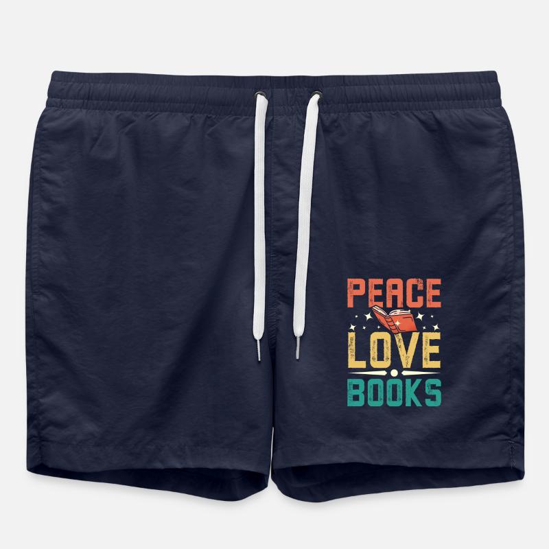 Peace, love, books - Swim Trunks - french navy
