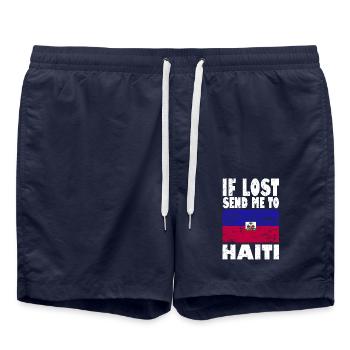 Slogan du drapeau d’Haïti - Short de bain - bleu marine - Devant - AI Model Male 185 light (185cm)
