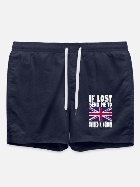 UK Flag Slogan - Swim Trunks - french navy