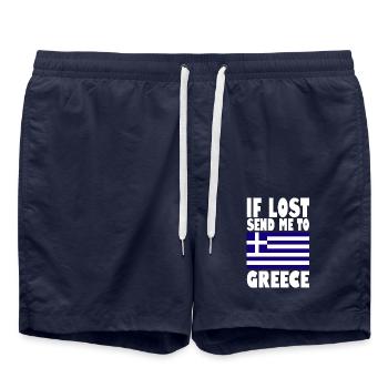 Drapeau de la Grèce - Short de bain - bleu marine - Devant - AI Model Male 185 light (185cm)