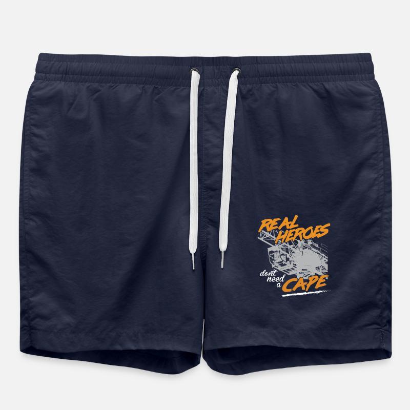 Kranführer Sprüche Kran echte Helden - Badeshorts - French Navy