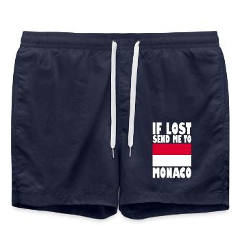 Drapeau de Monaco - Short de bain - bleu marine - Devant - AI Model Male 185 light (185cm)