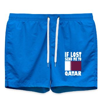 Qatar Flag Slogan - Swim Trunks - cobalt blue - Front