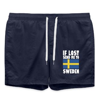 Drapeau de la Suède - Short de bain - bleu marine - Devant - AI Model Male 185 light (185cm)