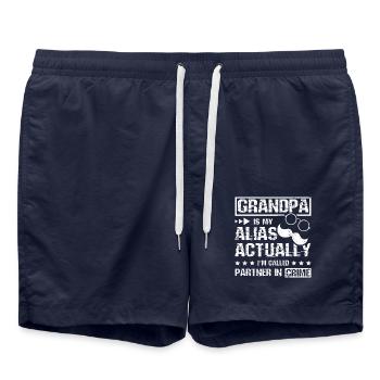 Grandpa partner in crime - Badeshorts - French Navy - Vorne - AI Model Male 185 light (185cm)