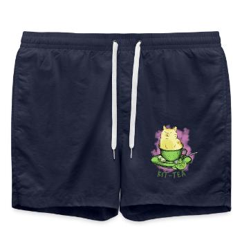 Funny cat sits in tea cup children's kittens - Swim Trunks - french navy - Front - AI Model Male 185 light (185cm)
