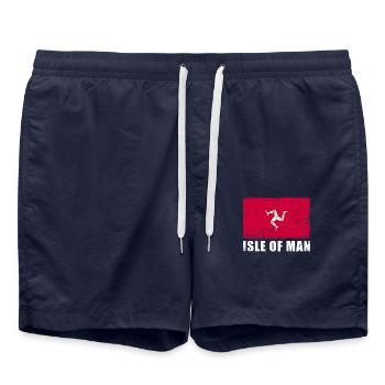 Isle Of Man Flag Grunge Isle Of Man Flag - Swim Trunks - french navy - Front - AI Model Male 185 light (185cm)