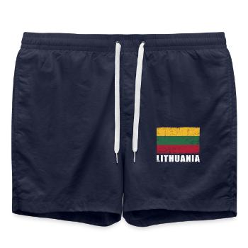 Lithuania Flag Grunge Lithuania Flag - Swim Trunks - french navy - Front - AI Model Male 185 light (185cm)