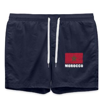 Maroc Drapeau Grunge Maroc Drapeau - Short de bain - bleu marine - Devant - AI Model Male 185 light (185cm)