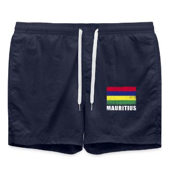 Drapeau de l’île Maurice Grunge Drapeau de l’île Maurice - Short de bain - bleu marine - Devant - AI Model Male 185 light (185cm)