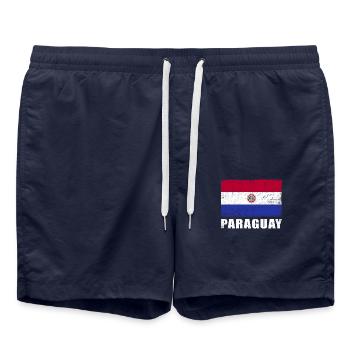 Paraguay Flagge Grunge Paraguay Fahne - Badeshorts - French Navy - Vorne - AI Model Male 185 light (185cm)