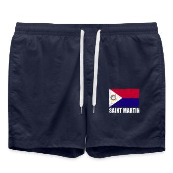 St. Martin Flagge Grunge St. Martin Fahne - Badeshorts - French Navy - Vorne - AI Model Male 185 light (185cm)