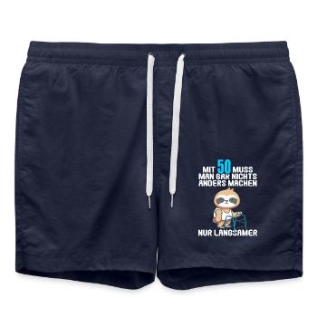 Mit 50 nichts anders nur langsamer 50 Geburtstag - Badeshorts - French Navy - Vorne - AI Model Male 185 light (185cm)