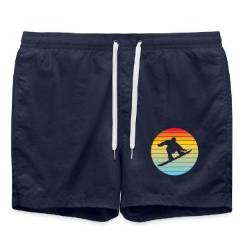 Snowboard Wintersport Spruch Snowboardfahrer - Badeshorts - French Navy - Vorne - AI Model Male 185 light (185cm)