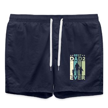 Meilleur père de tous les temps Retro Two Kids Best - Short de bain - bleu marine - Devant - AI Model Male 185 light (185cm)
