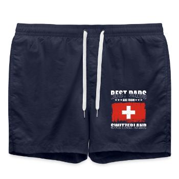 Swiss Dad Best Dads Kommen Aus Der Schweiz - Badeshorts - French Navy - Vorne - AI Model Male 185 light (185cm)