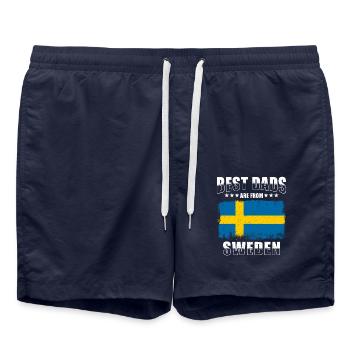 Schwedischer Vater Schweden Papa - Badeshorts - French Navy - Vorne - AI Model Male 185 light (185cm)