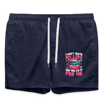 I Can't Taste My Lips Can You Do It For Me - Badeshorts - French Navy - Vorne - AI Model Male 185 light (185cm)