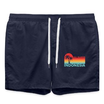 Vintage Urlaub Reise Gili Islands Indonesien Asien - Badeshorts - French Navy - Vorne - AI Model Male 185 light (185cm)