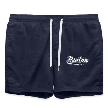 Vintage Urlaub Reise Bintan Indonesien Asien - Badeshorts - French Navy - Vorne - AI Model Male 185 light (185cm)