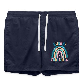 14 Jahre alt Rainbow Regenbogen 14. Geburtstag - Badeshorts - French Navy - Vorne - AI Model Male 185 light (185cm)