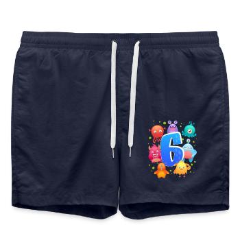 6. Geburtstag | Monster Geburtstag | Monster - Badeshorts - French Navy - Vorne - AI Model Male 185 light (185cm)