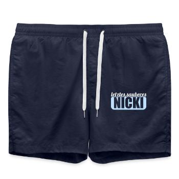 DDR Osten Ossi Letztes sauberes Nicki - Badeshorts - French Navy - Vorne - AI Model Male 185 light (185cm)