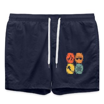 Skiers Skiing Winter Sports - Swim Trunks - french navy - Front - AI Model Male 185 light (185cm)