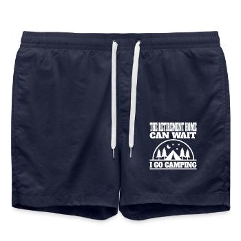 Camping Pensioner Grandpa Camp Camping Grandpa Caravan - Swim Trunks - french navy - Front - AI Model Male 185 light (185cm)