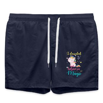 Croyance en la Licorne Sort Magique Licorne - Short de bain - bleu marine - Devant - AI Model Male 185 light (185cm)