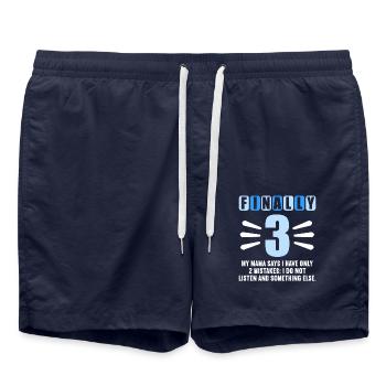 Endlich 3 Mama sagt hab nur 2 Fehler 3. Geburtstag - Badeshorts - French Navy - Vorne - AI Model Male 185 light (185cm)