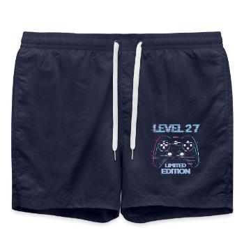 Anniversaire Niveau 27 Gaming Édition Limitée Gamer - Short de bain - bleu marine - Devant - AI Model Male 185 light (185cm)