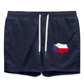 Tschechien Flagge Grunge Tschechien Fahne - Badeshorts - French Navy - Vorne - AI Model Male 185 light (185cm)