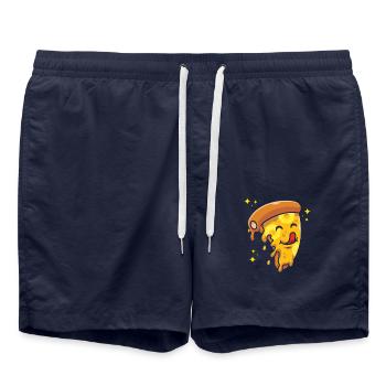 Ananas -Pizza Kawaii Ananas -Pizza -Scheibe - Badeshorts - French Navy - Vorne - AI Model Male 185 light (185cm)