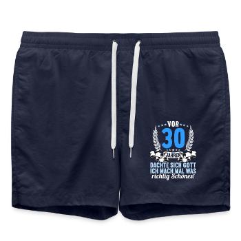 Vor 30 Jahren dachte Gott Schönes 30 Geburtstag - Badeshorts - French Navy - Vorne - AI Model Male 185 light (185cm)