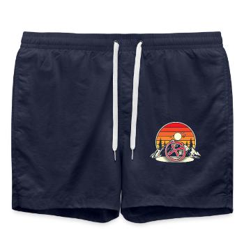 Geocaching Geocache Geocacher - Badeshorts - French Navy - Vorne - AI Model Male 185 light (185cm)
