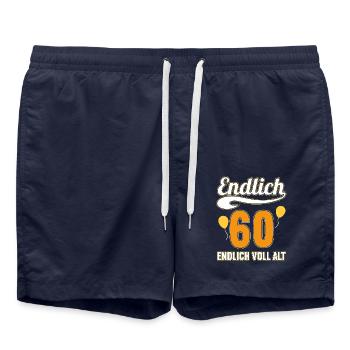 Endlich 60 Jahre endlich voll alt 60 Geburtstag - Badeshorts - French Navy - Vorne - AI Model Male 185 light (185cm)