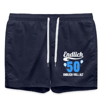 Endlich 50 Jahre endlich voll alt 50 Geburtstag - Badeshorts - French Navy - Vorne - AI Model Male 185 light (185cm)