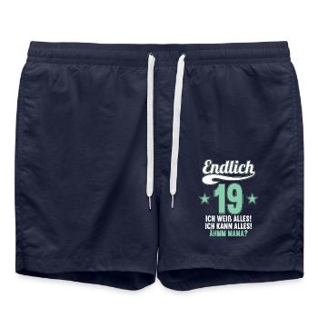 19 Jahre ich weiß kann alles Äh mama 19 Geburtstag - Badeshorts - French Navy - Vorne - AI Model Male 185 light (185cm)
