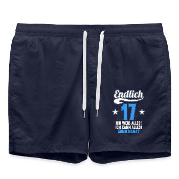 17 Jahre ich weiß kann alles Äh mama 17 Geburtstag - Badeshorts - French Navy - Vorne - AI Model Male 185 light (185cm)
