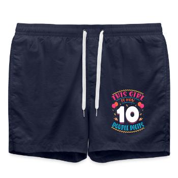 This Girl Is Now 10 | Cupcake Themed - Swim Trunks - french navy - Front - AI Model Male 185 light (185cm)
