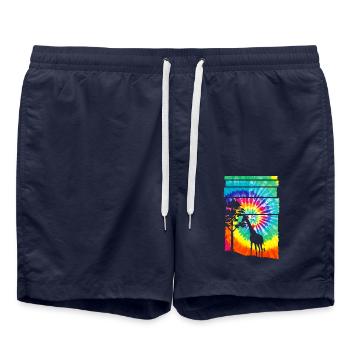 Africa Safari Giraffe - Swim Trunks - french navy - Front - AI Model Male 185 light (185cm)