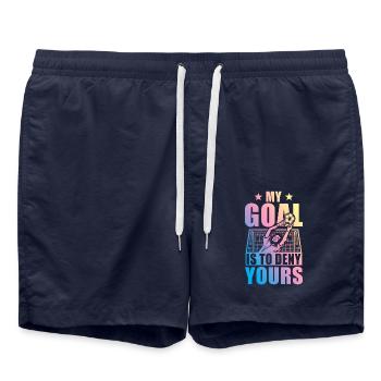 Goalkeeper Football Saying - Swim Trunks - french navy - Front - AI Model Male 185 light (185cm)