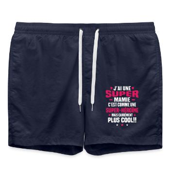 J'ai une super mamie c'est comme une super héroïne - Short de bain - bleu marine - Devant - AI Model Male 185 light (185cm)